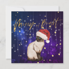 Julens Helgdag Lila Cat Santa Hälsning