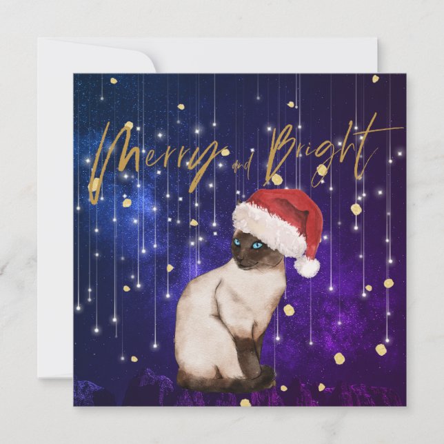 Julens Helgdag Lila Cat Santa Hälsning (Framsida)