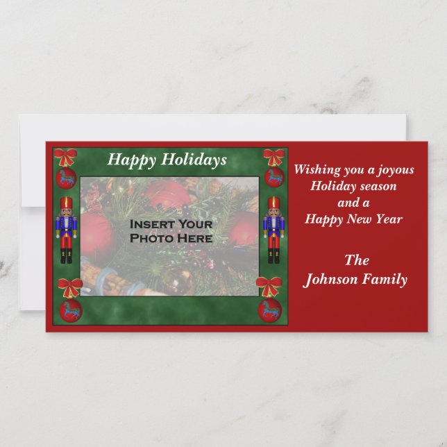 Julens Helgdag Nutcracker Ornament Photo Card Julkort (Framsida)