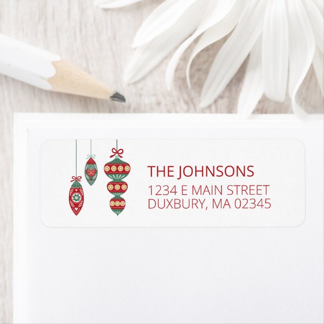 Julens Helgdag Ornament Return-adressetikett Returadress Etikett (Insitu)