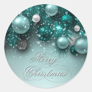 Julens Helgdag Ornaments - Teal - Anpassa Runt Klistermärke
