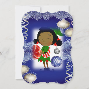 Julens Helgdag - platta hälsningskort, Elf Kort