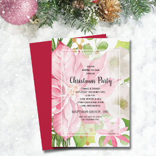 Julens Helgdag Rosa Poinsettia Blommigt Inbjudningar