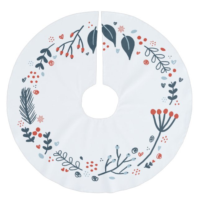 Julens Helgdag, rött andningsrött och blått Julgransmatta Borstad Polyester (Framsidan)