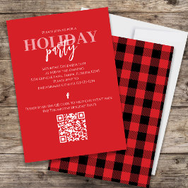 Julens Helgdag Rustic Buffalo Red Play QR-kod Inbjudningar