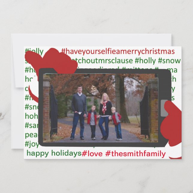 Julens Helgdag Selfie Santa Photo Card Julkort (Framsida)