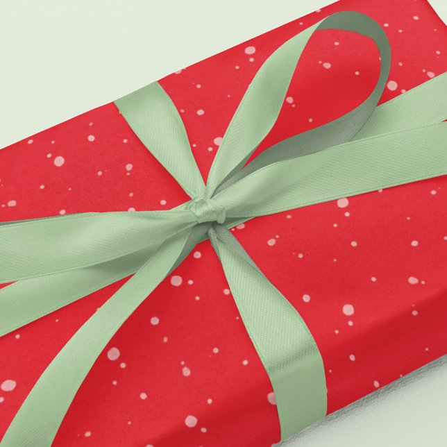 Julens Helgdag Simple Festive Red Dot Mönster Presentpapper (Christmas whimsical red white dots wrapping paper.)