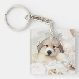 Julens Helgdag Underbar Pyrenéers Valp Vattenfärg