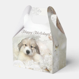 Julens Helgdag Underbar Pyrenéers Valp Vattenfärg Presentaskar