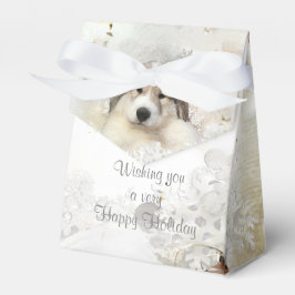 Julens Helgdag Underbar Pyrenéers Valp Vattenfärg Presentaskar