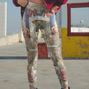 Julens Helgdag Vintage julkort Leggings