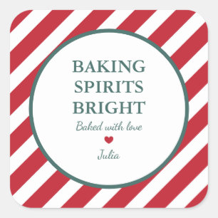 Julens Helgdagar Baking Spirits Bright med Kärlek Fyrkantigt Klistermärke