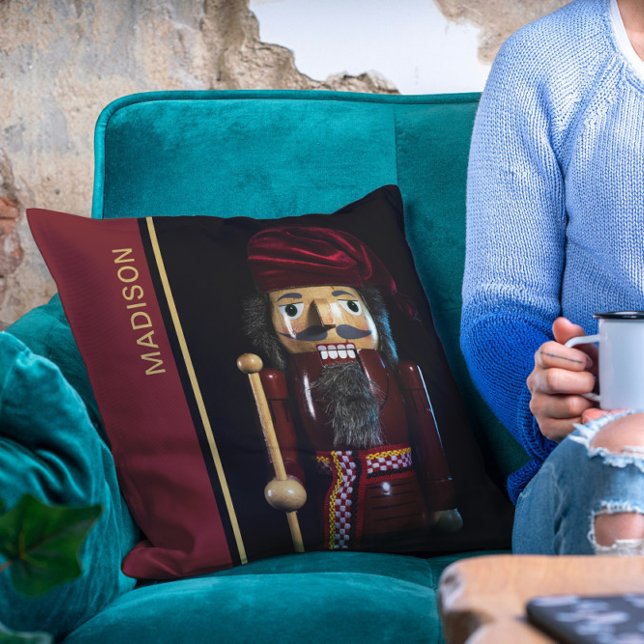 Julens Helgdagar Chic Modern Nutcracker Namn Kudde (Skapare uppladdad)
