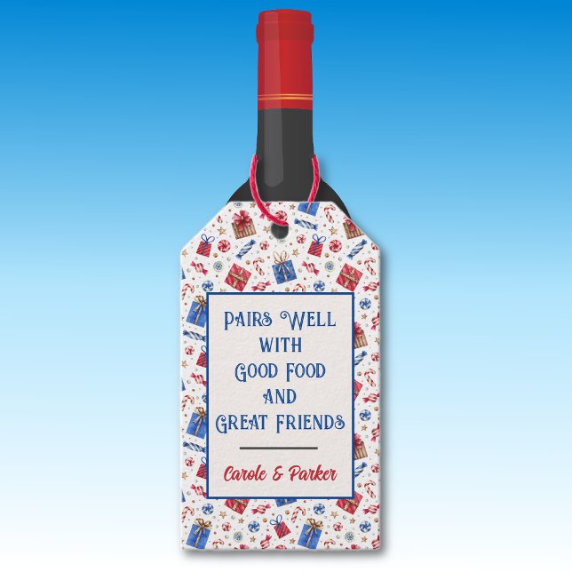 Julens Helgdagar Märkre för att ge Beverage Flaska Presentetikett (Skapare uppladdad)