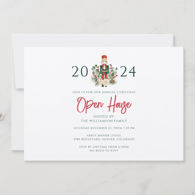 Julens Helgdagar Nutcracker Open House Party Inbjudningar (Framsida)