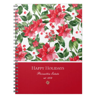 Julens Helgdagar Personlig Poinsettia Mönster Anteckningsbok
