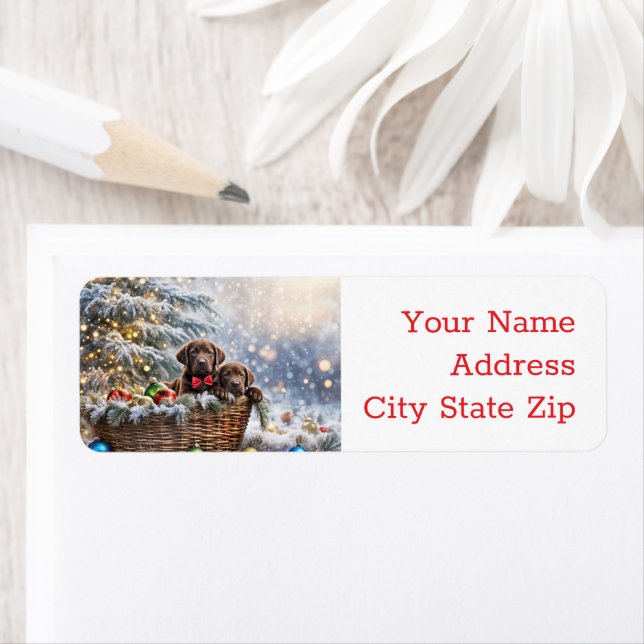 Julens Helgdagar Retur Etiketter Etiketter - valpa Returadress Etikett (Insitu)