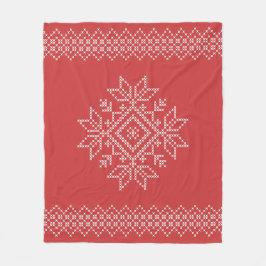 Julens helgdagar: röd snowflake kor stygn fleecefilt