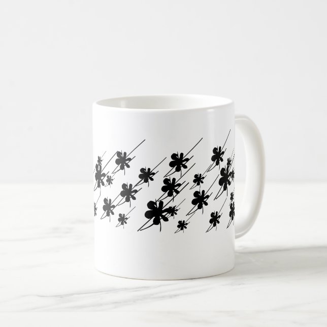 Julens Helgdagar snöflingor mönster svartvit Kaffemugg (Framsida höger)