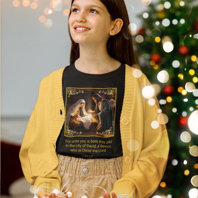 Julens Heliga Familj Religiösa Luke 2:11 T Shirt (Skapare uppladdad)