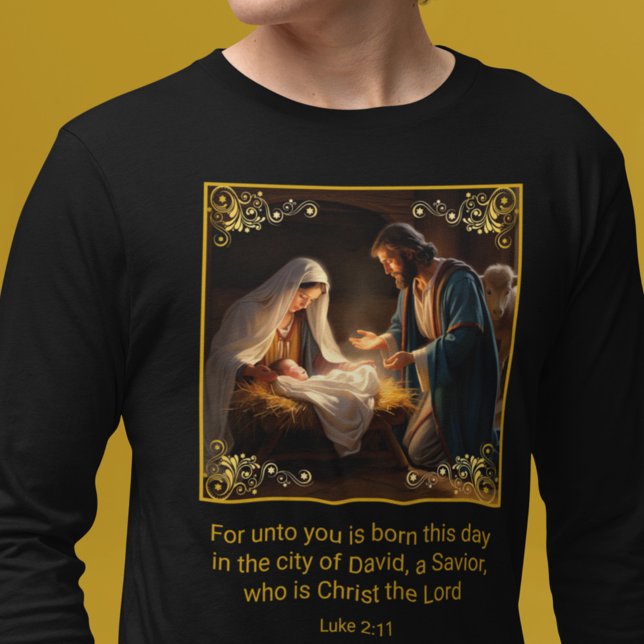 Julens Heliga Familj Religiösa Luke 2:11 T Shirt (Skapare uppladdad)