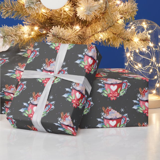 Julens Hett Chocolat på Grått Presentpapper (Helgdagar)