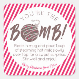 Julens Hett Chocolate Bomb Square Stickers Fyrkantigt Klistermärke