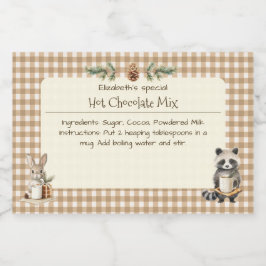 Julens Hett Chocolate Mix Little Animals Gingham Mat Etiketter