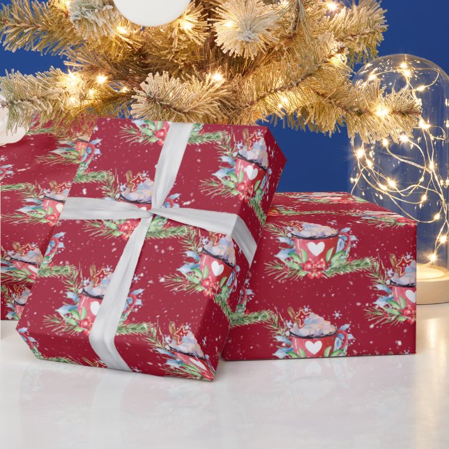 Julens Hett Chocolate och Snöflingor Presentpapper (Helgdagar)
