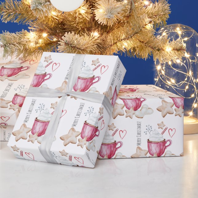 Julens Hett Kakao och kakor - vattenfärgsinbjudan Presentpapper (Helgdagar)