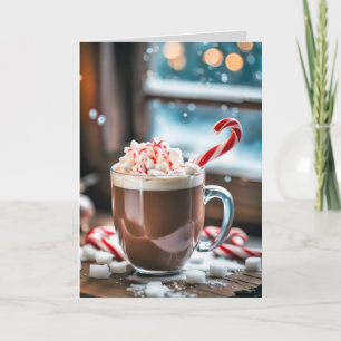 Julens Hett Kakaobakadryck med Candy cane Helgkort