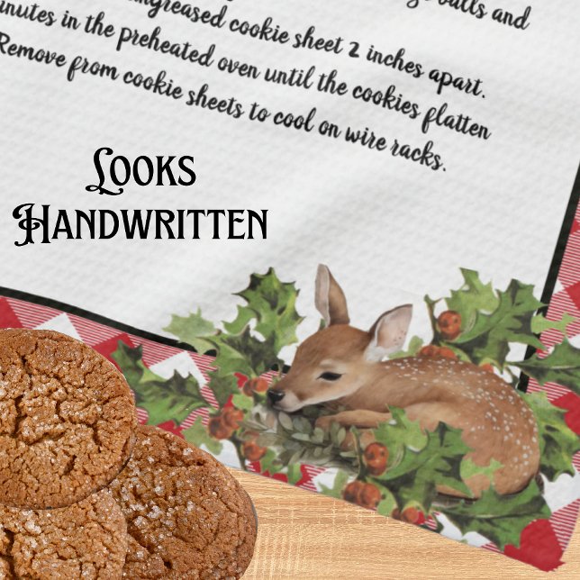 Julens Hjort Heliga Recipe Keepsaké Red Play Kökshandduk (Skapare uppladdad)