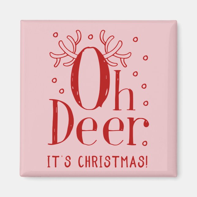 Julens hjort, lustig illustrationsmagnet magnet (Framsidan)