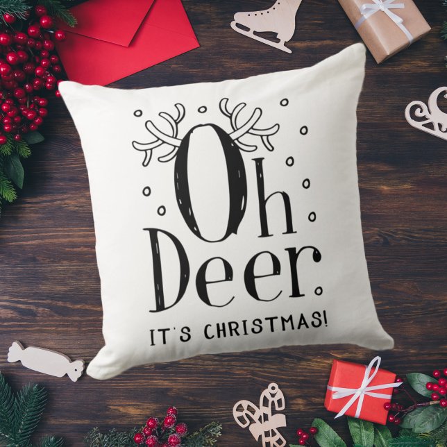 Julens hjort, lustigt illustration dekorativ kudde (Skapare uppladdad)