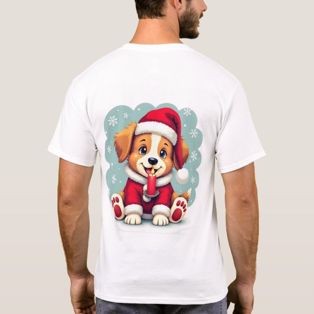 Julens Hund med ljus design! T Shirt (Baksida)