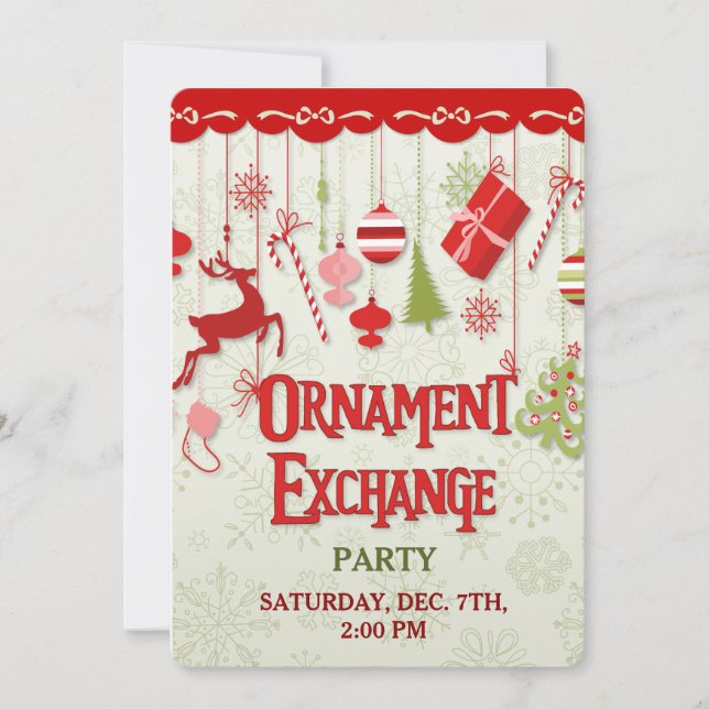 Julens inbjudan till Ornament Exchange Party (Framsida)