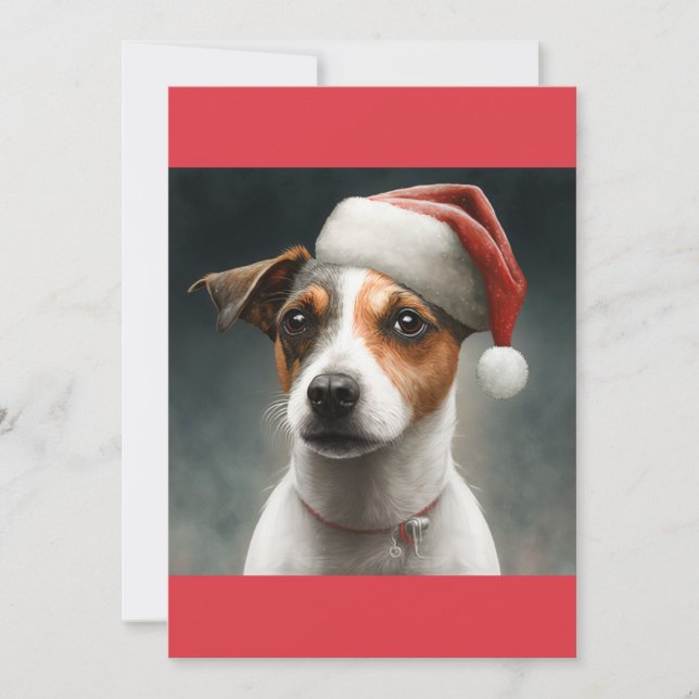 Julens Jack Russell, Santa Jack Russell T-Shirt Julkort (Framsida)