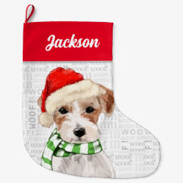 Julens Jack Russell Terrier med Hund Namn Stor Julstrumpa