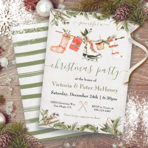 Julens Julfest Clothesline Inbjudningar