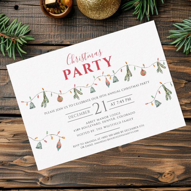 Julens Julfest Modern Anteckningskort (Christmas Party Boho Rustic Invitation)