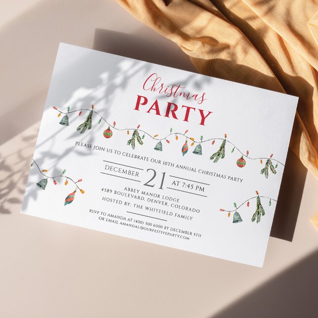 Julens Julfest Modern Rustic Inbjudan Vykort (Rustic Boho Christmas Party Invitation Postcard)