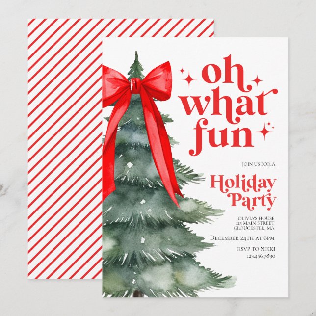 Julens Julfest Oh What Roligt Inbjudningar (Fram/baksida)