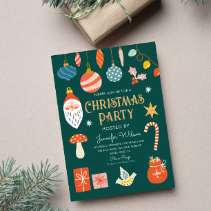 Julens Julfest Ornament & Ljus Inbjudningar