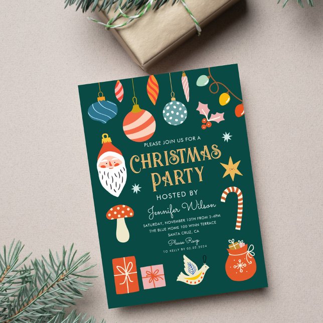 Julens Julfest Ornament & Ljus Inbjudningar (Skapare uppladdad)
