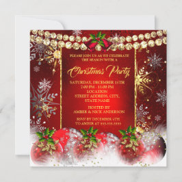 Julens Julfest Red guld Baubles Holly Inbjudningar