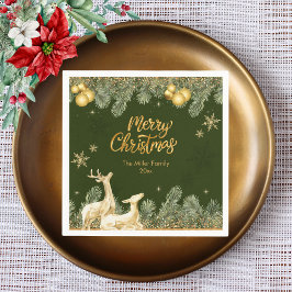 Julens Julfest Reindeer och Snöflingor Pappersservett