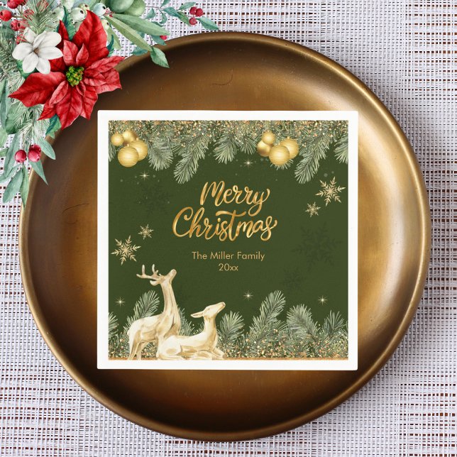 Julens Julfest Reindeer och Snöflingor Pappersservett (Skapare uppladdad)