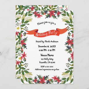 Julens Julfest Viktigt Blommigt Berries Inbjudningar