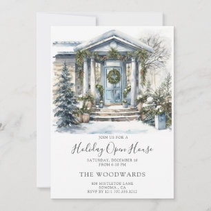 Julens Julfest Watercolor House Inbjudningar