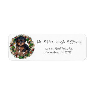 Julens krans Yorkshire Terrier Gift-etiketter Returadress Etikett